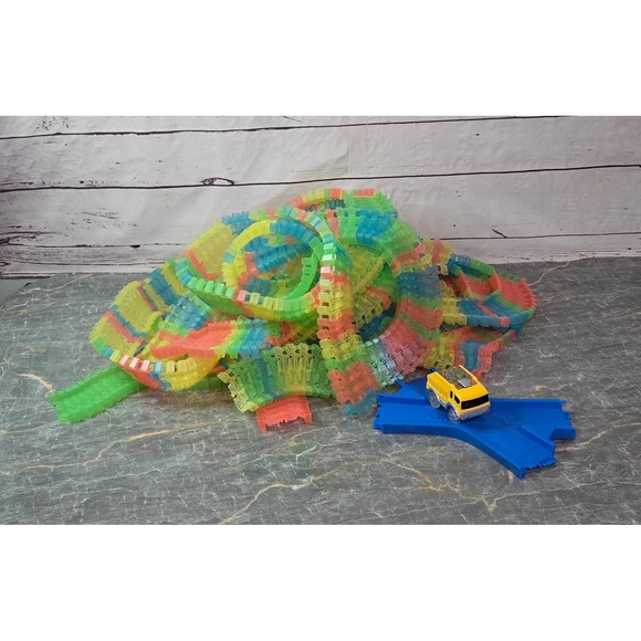 Magic Tracks Other - Magic Tracks Glow In The Dark Flexible Race Track Set with LED Car and Y-Track